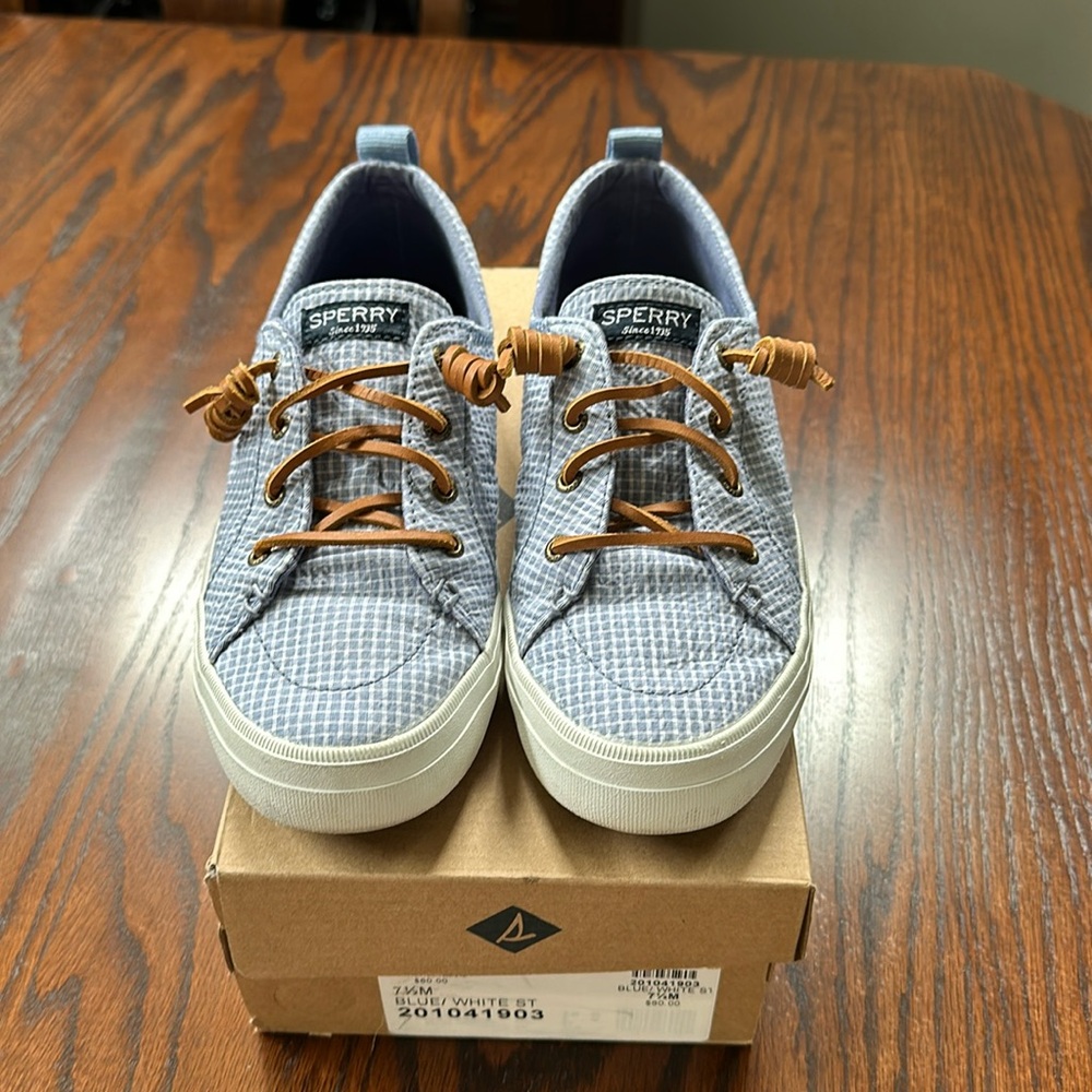 Sperry Top-sider, blue and white stripes  7 1/2